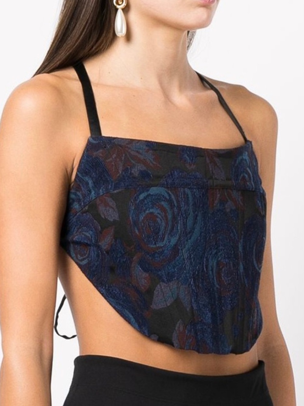 NEW ROSETTA GETTY FLORAL JACQUARD CROP TOP - Picture 3 of 9